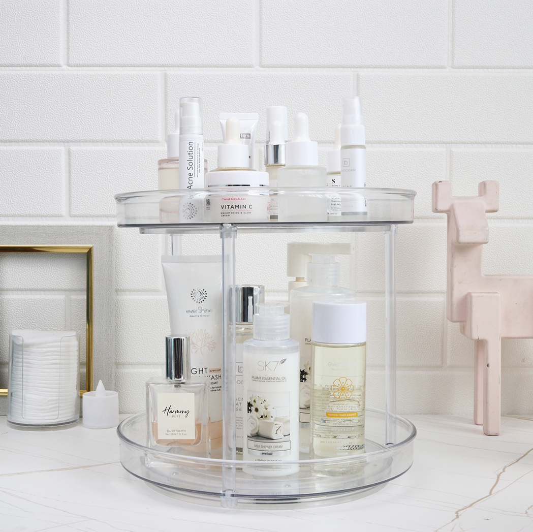 SUZI - Lazy Susan Organizer Putar Akrilik Transparan Single / Double Layer