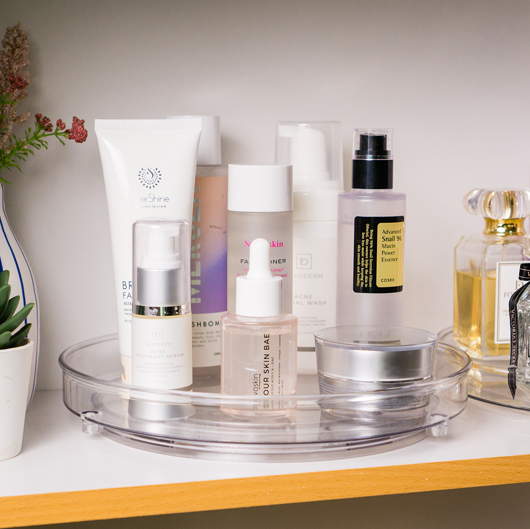 SUZI - Lazy Susan Organizer Putar Akrilik Transparan Single / Double Layer