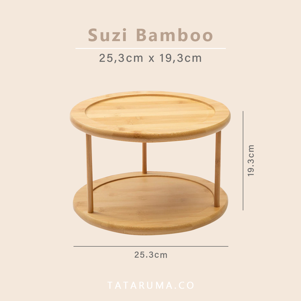 SUZI Bambu - Lazy Susan Bambu Double Layer 2 Tingkat