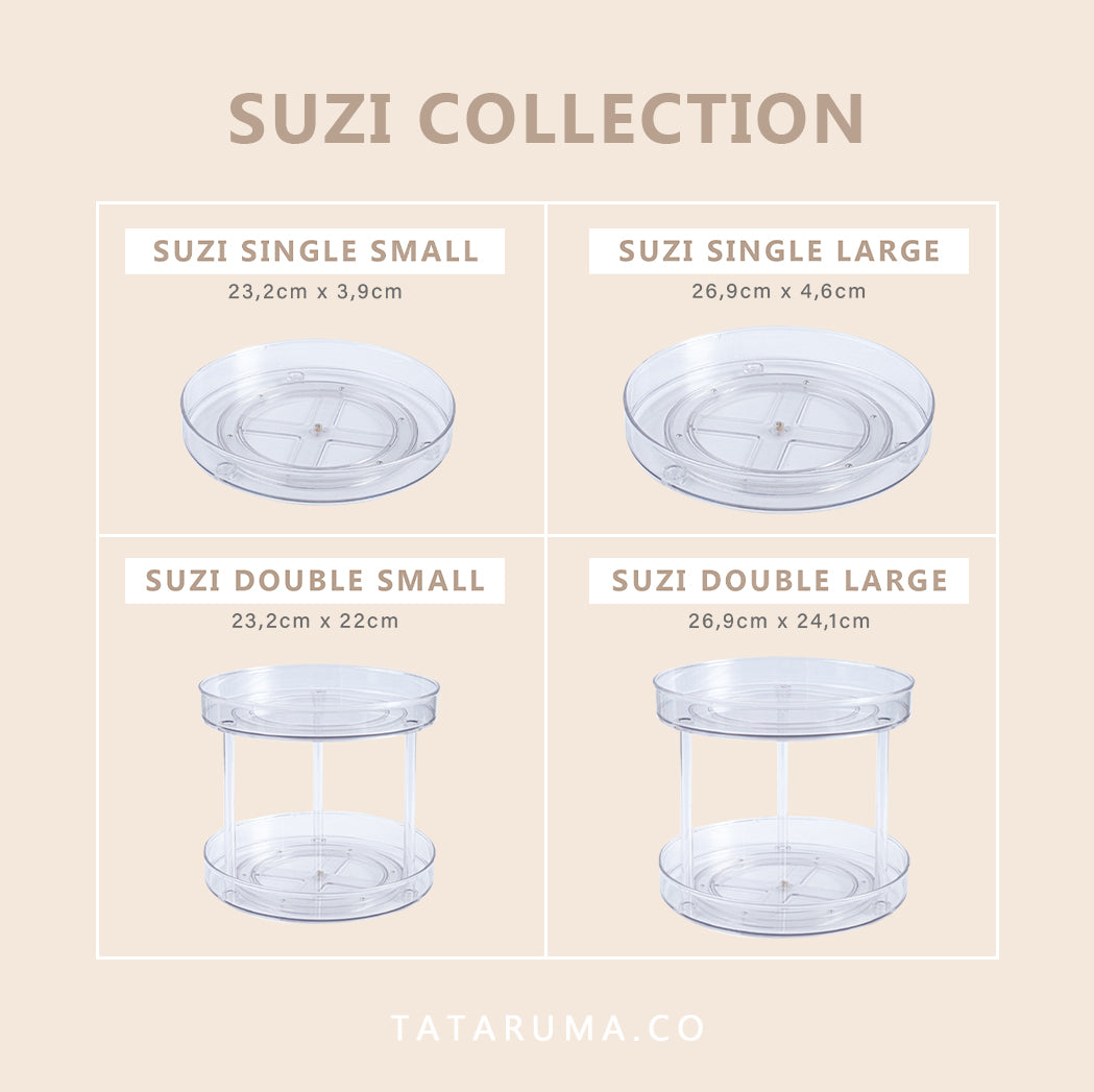 SUZI - Lazy Susan Organizer Putar Akrilik Transparan Single / Double Layer