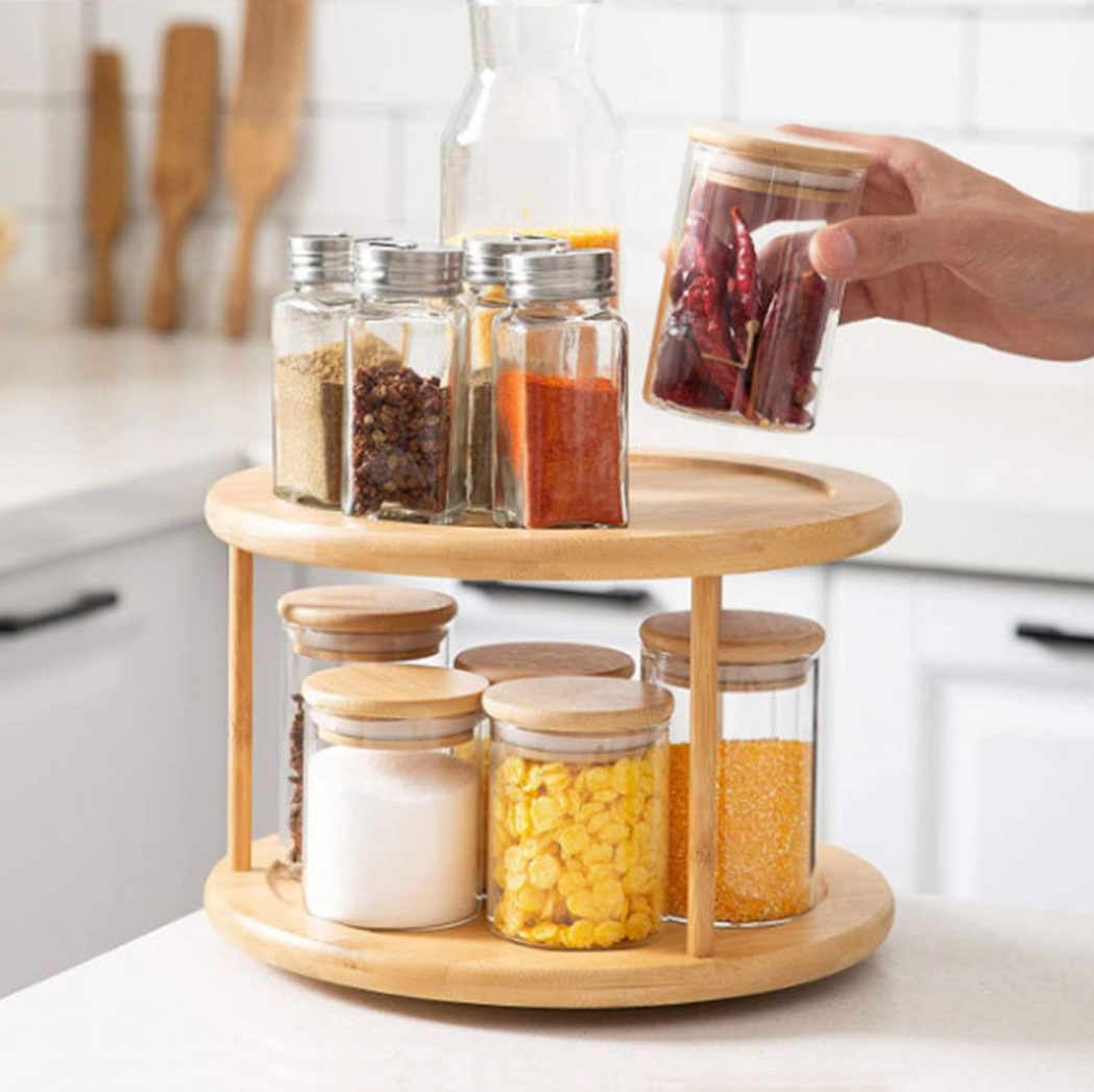 SUZI Bambu - Lazy Susan Bambu Double Layer 2 Tingkat