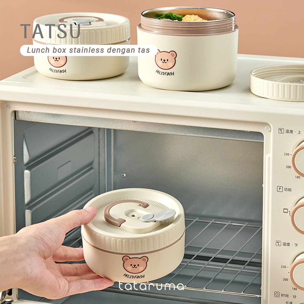 TATSU - Lunch Box Kotak Bekal Tahan Panas Stainless 304 dengan Tas Piknik Sekolah Kerja Meal Bag