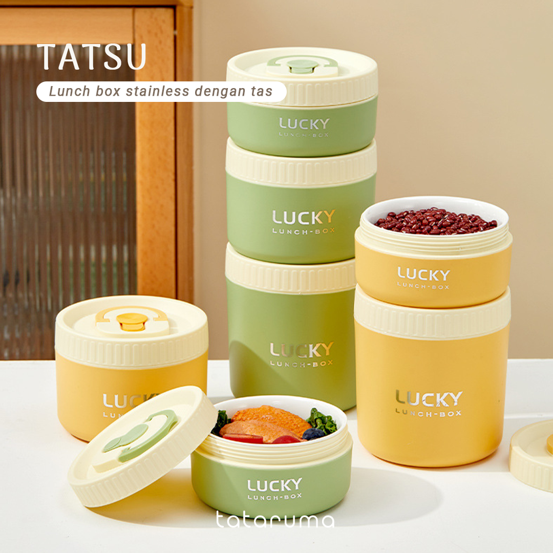 TATSU - Lunch Box Kotak Bekal Tahan Panas Stainless 304 dengan Tas Piknik Sekolah Kerja Meal Bag