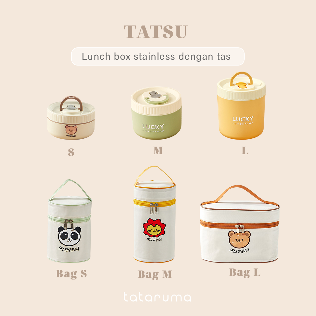 TATSU - Lunch Box Kotak Bekal Tahan Panas Stainless 304 dengan Tas Piknik Sekolah Kerja Meal Bag